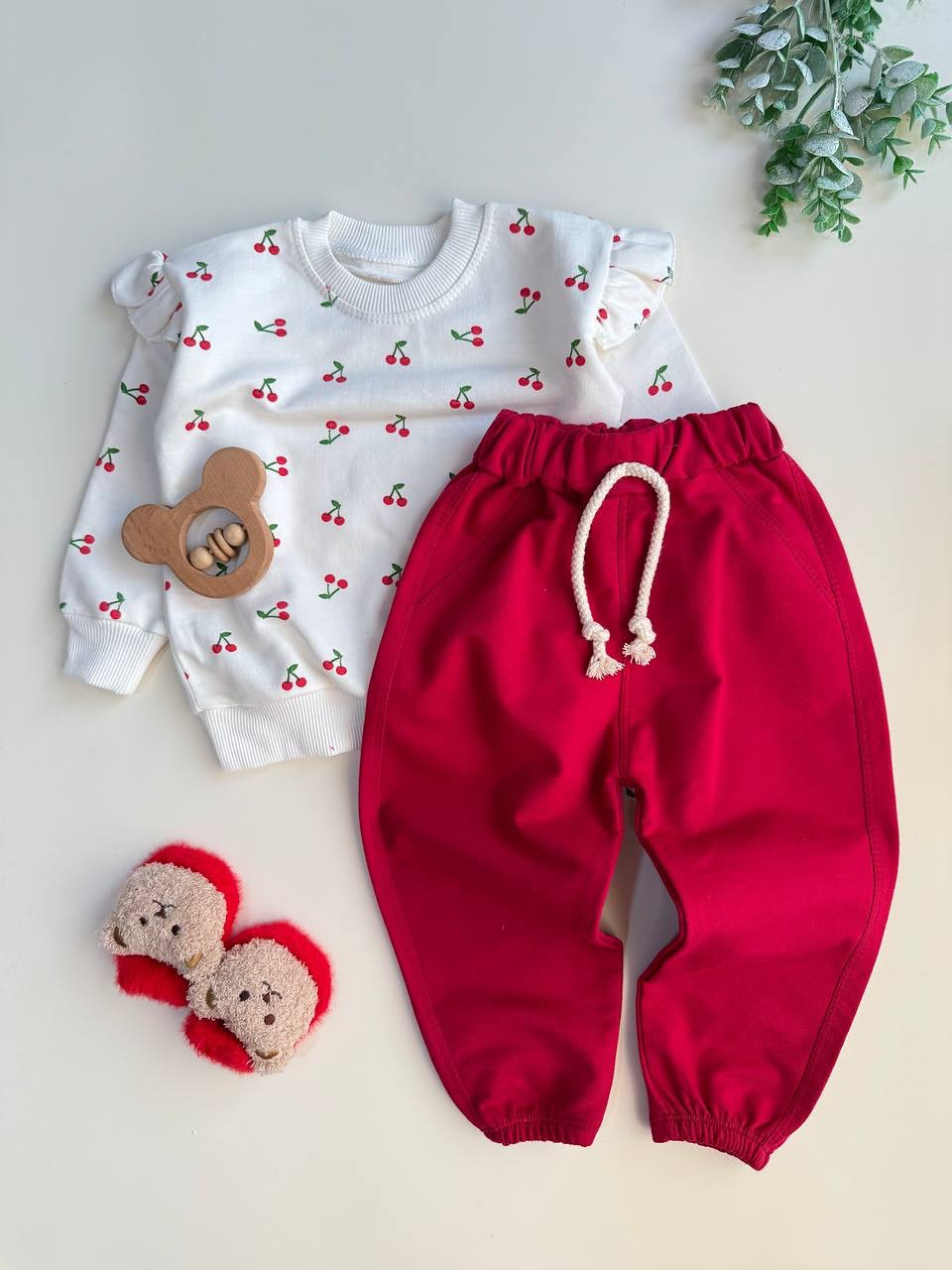 ست دورس شلوار آلبالو🍒