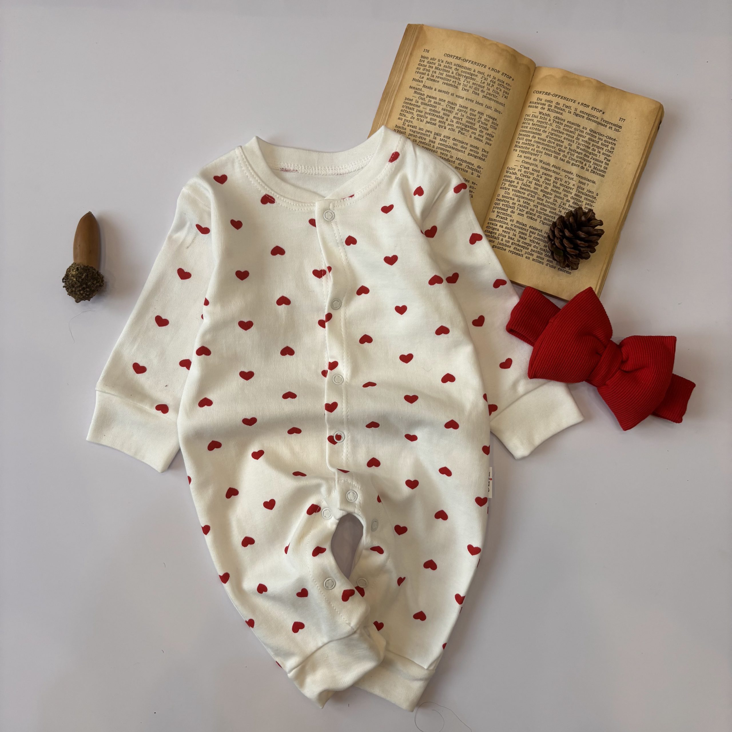 ست ۲تیکه سرهمی هدبند قلبی تمام دکمه