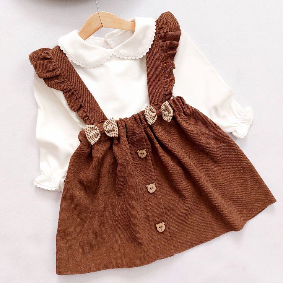 سارافون قهوه ای مدل ترنم با بلوز